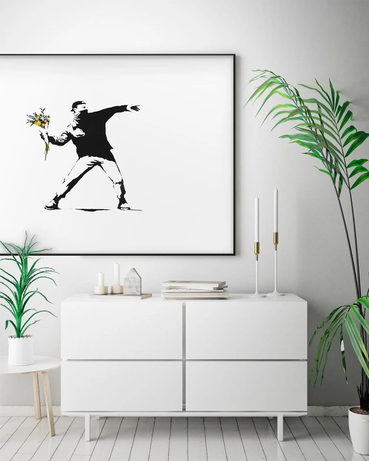 Cuadro Banksy Lanzador de Flores Home & Living MetacrilatoEnmarcado30x21cm