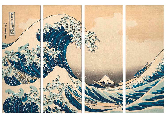 Cuadro Hokusai La Gran Ola de Kanagawa en 4 Piezas Home & Living 