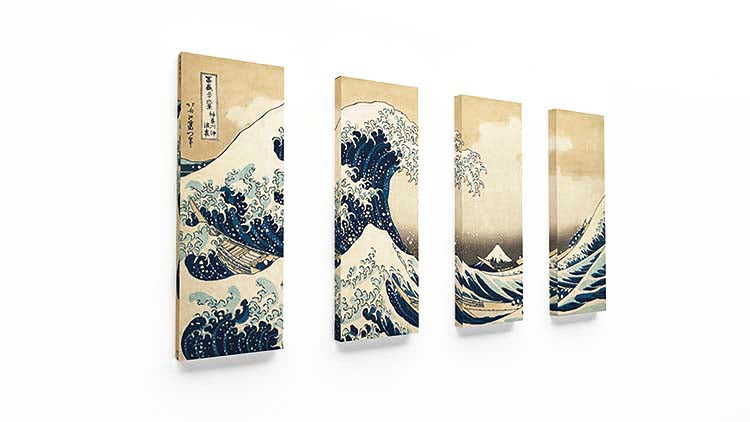 Cuadro Hokusai La Gran Ola de Kanagawa en 4 Piezas Home & Living 