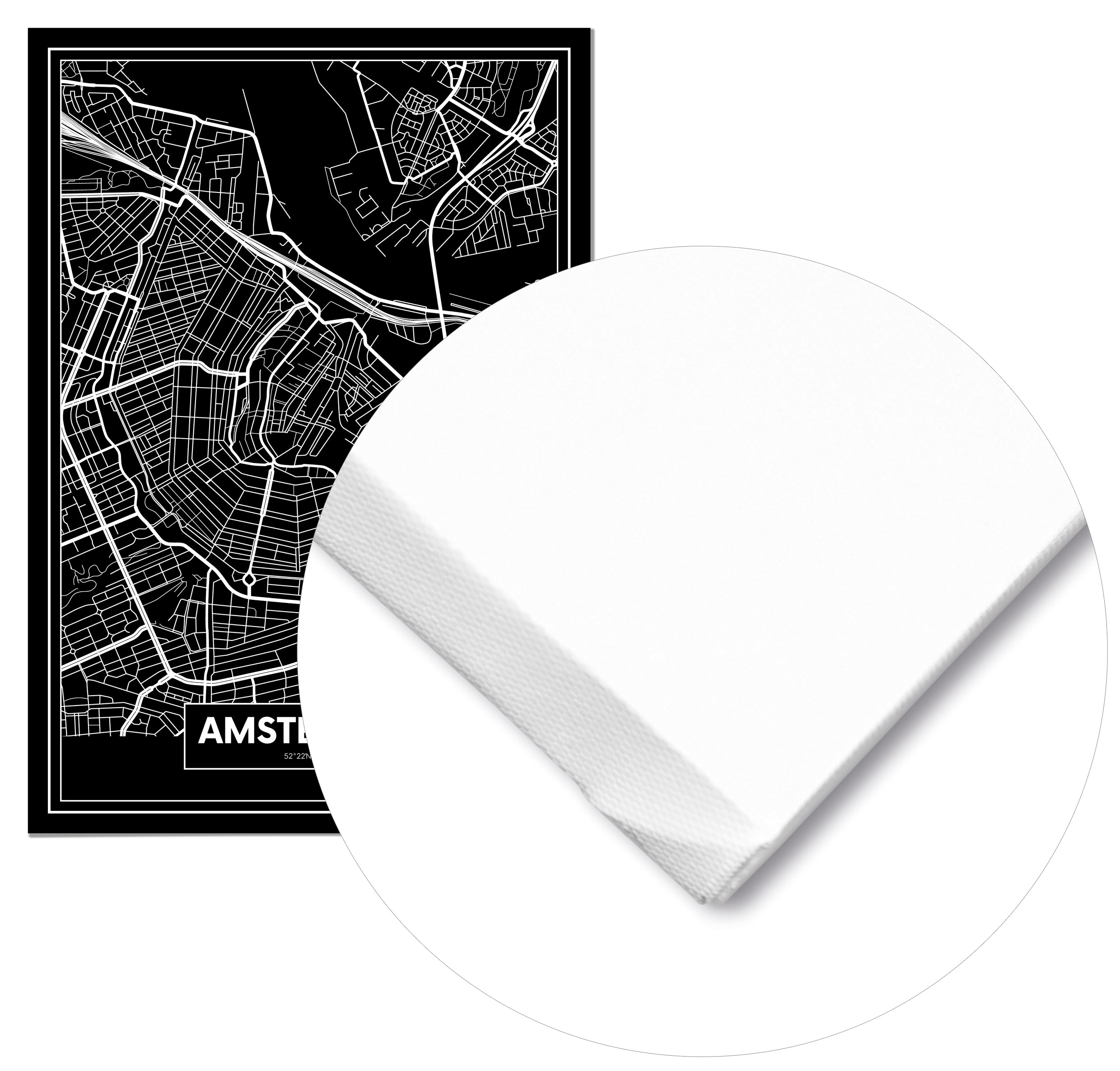 Cuadro Mapa Ámsterdam Color Negro Home & Living 