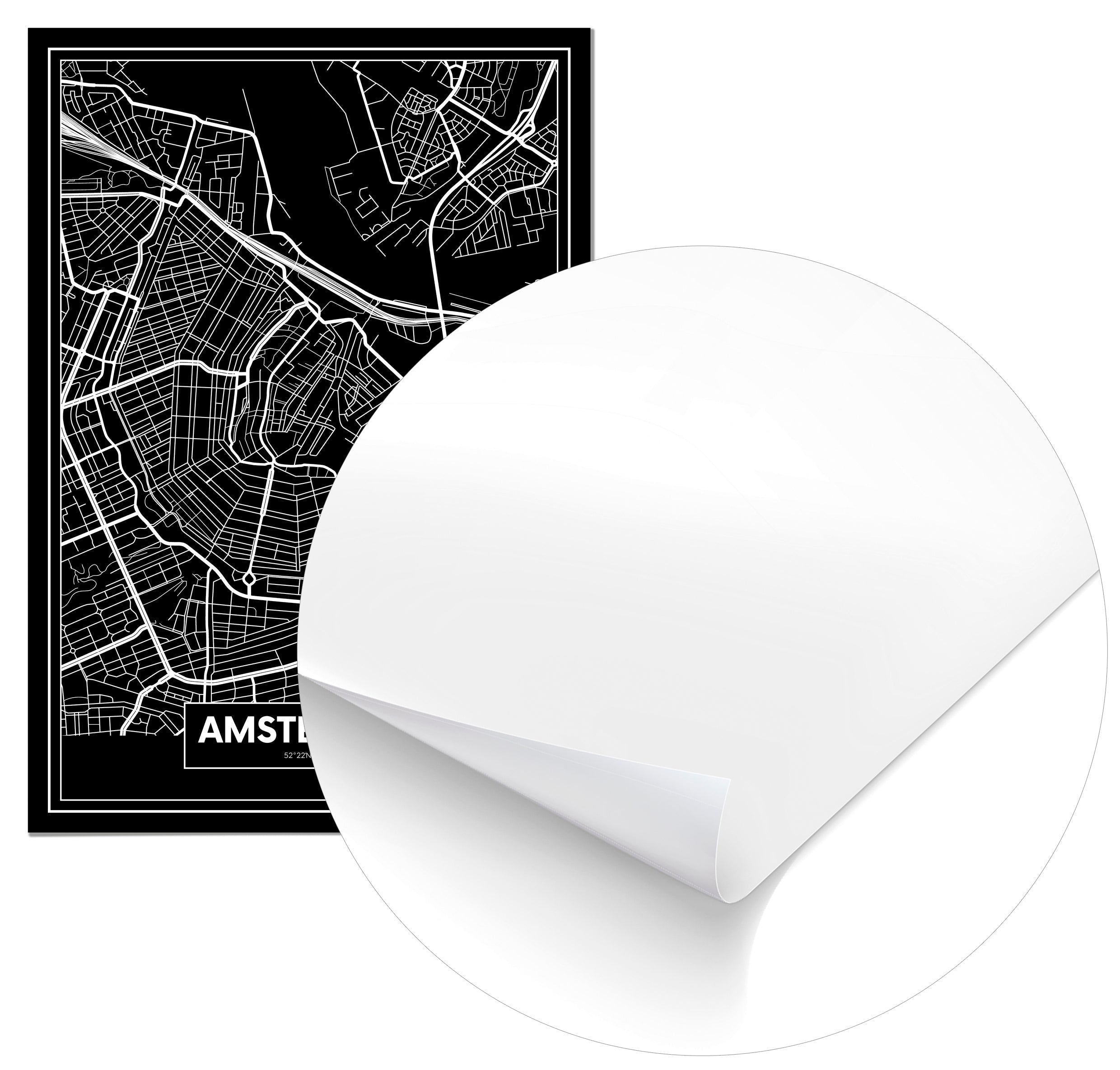 Cuadro Mapa Ámsterdam Color Negro Home & Living 