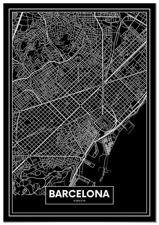 Cuadro Mapa Barcelona Color Negro Home & Living 