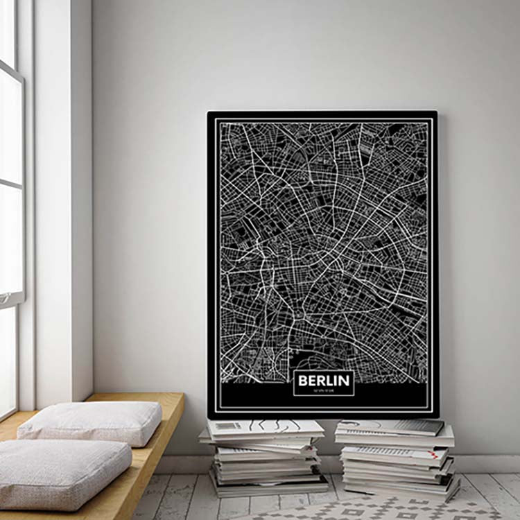 Cuadro Mapa Berlín Color Negro Home & Living 