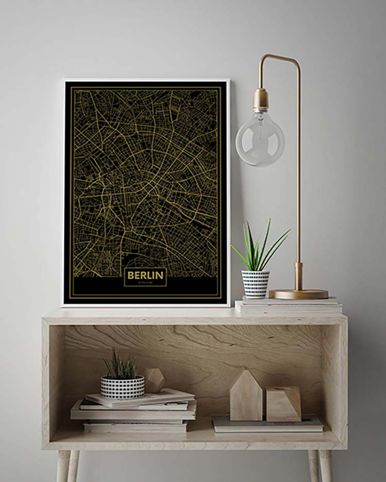 Cuadro Mapa Berlín Color Oro Home & Living 