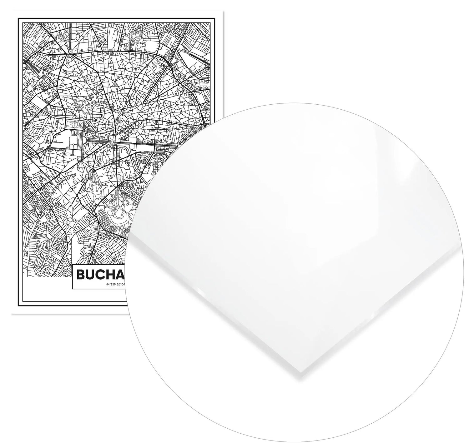 Cuadro Mapa Bucarest Home & Living MetacrilatoEnmarcado70x100cm