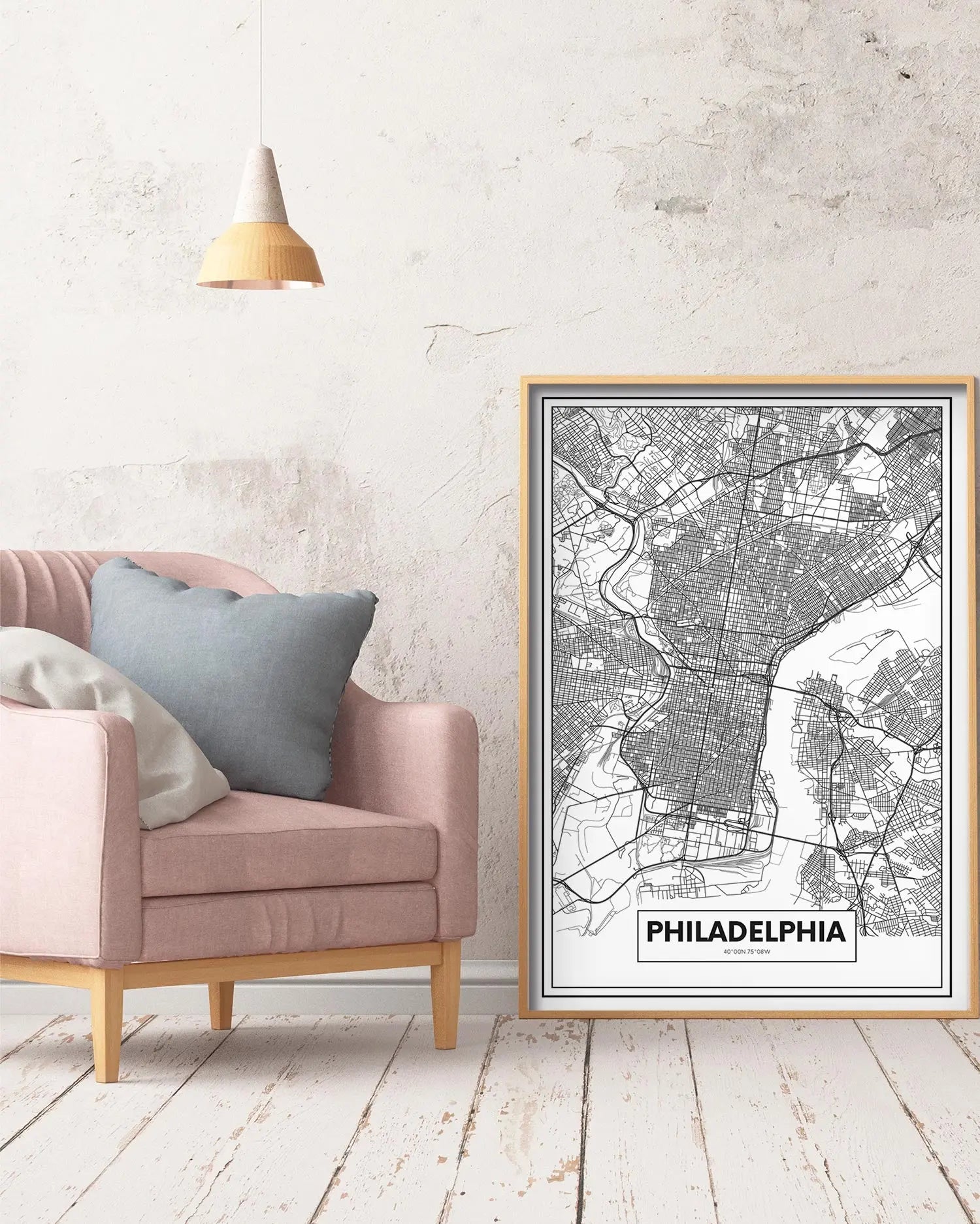 Cuadro Mapa Filadelfia freeshipping - Home and Living