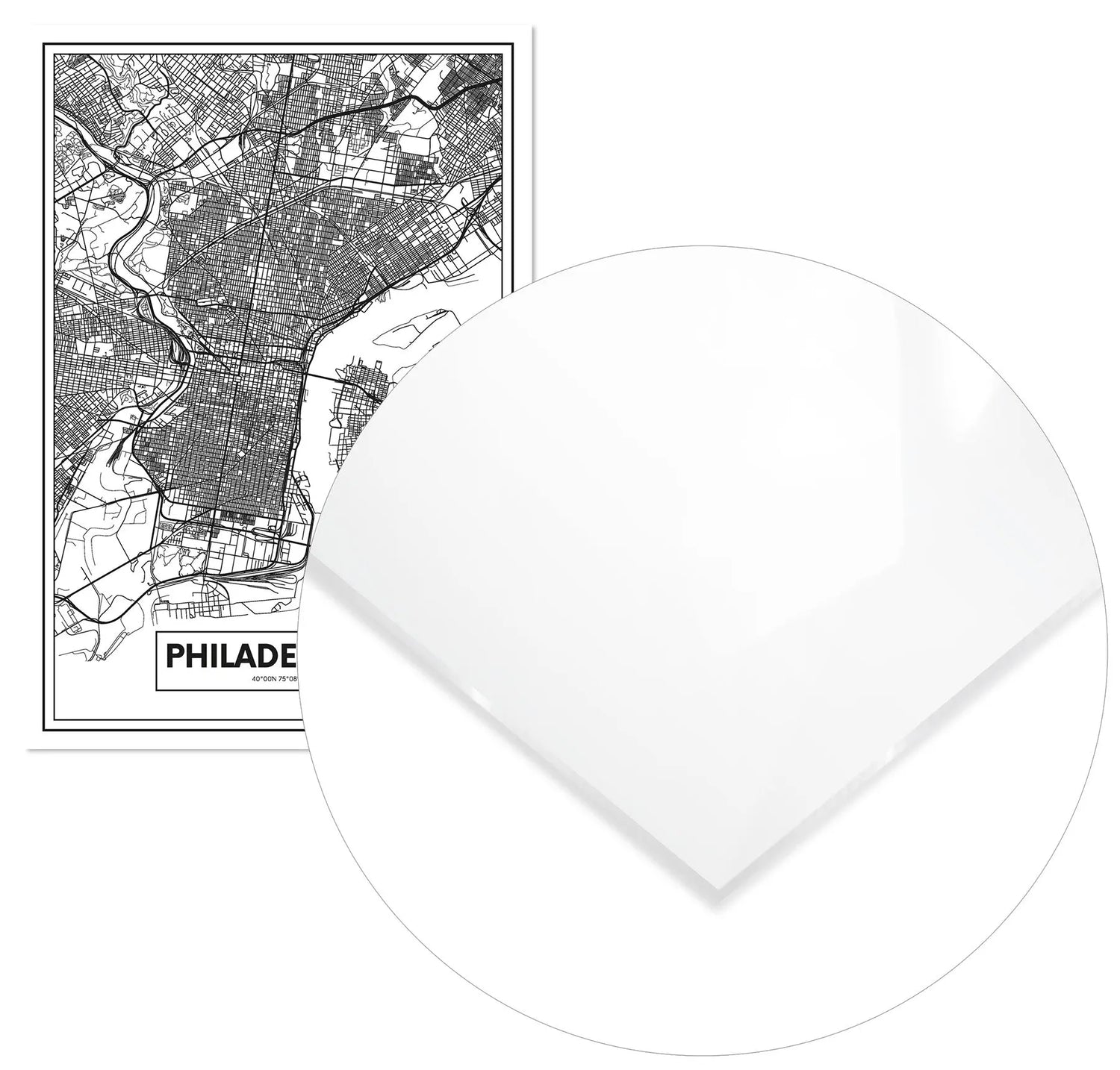 Cuadro Mapa Filadelfia Home & Living MetacrilatoEnmarcado70x100cm