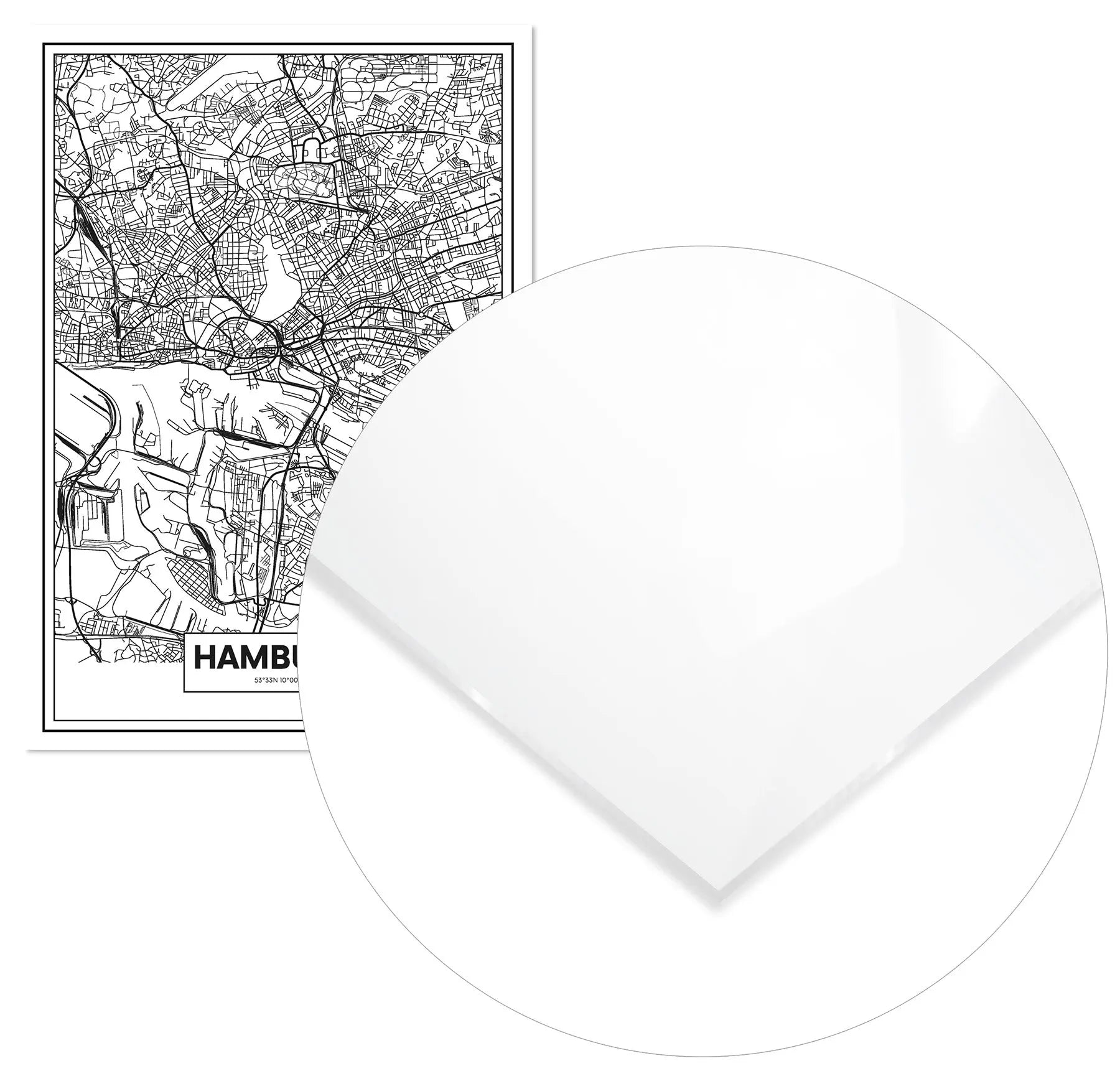 Cuadro Mapa Hamburgo Home & Living MetacrilatoEnmarcado70x100cm