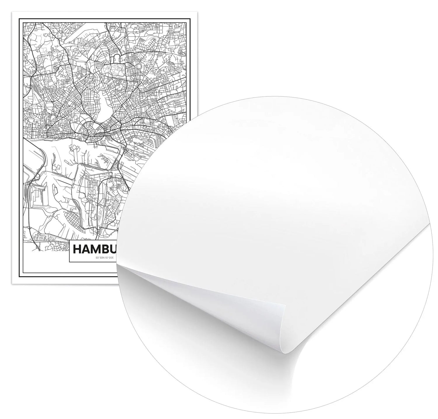 Cuadro Mapa Hamburgo Home & Living Póster70x100cm