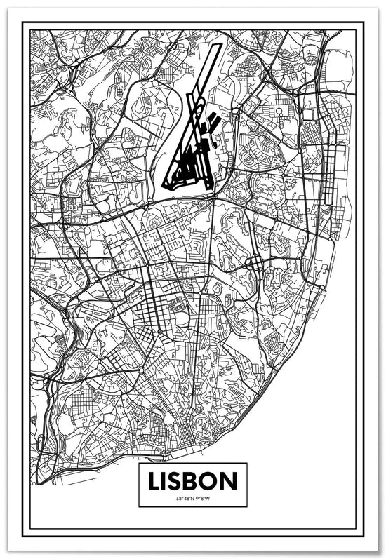 Cuadro Mapa Lisboa freeshipping - Home and Living