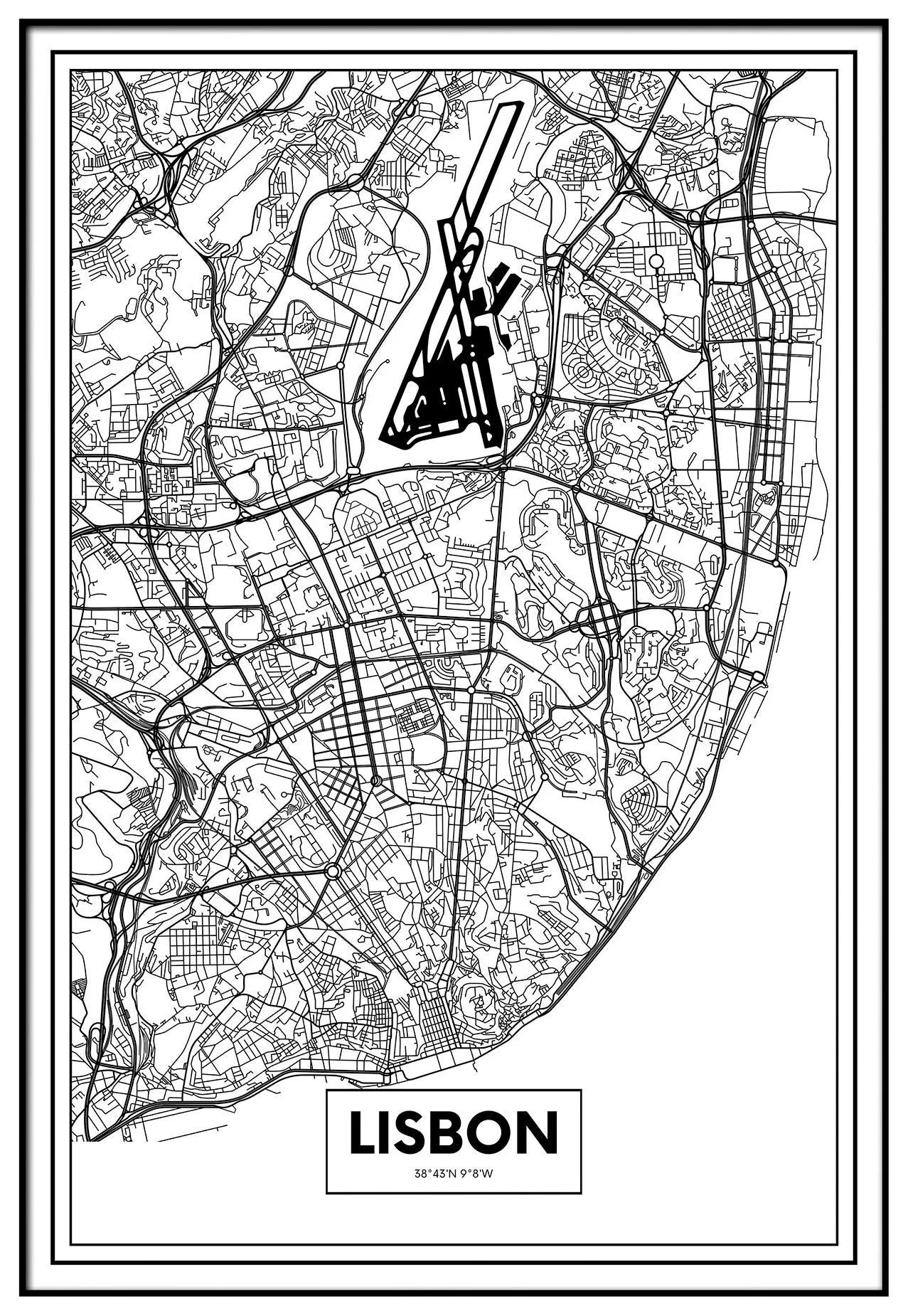 Cuadro Mapa Lisboa freeshipping - Home and Living