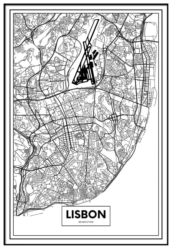 Cuadro Mapa Lisboa freeshipping - Home and Living