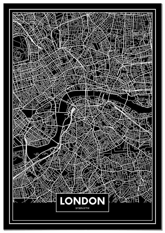 Cuadro Mapa Londres Color Negro Home & Living 