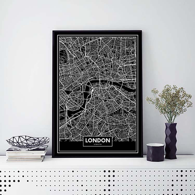 Cuadro Mapa Londres Color Negro Home & Living 
