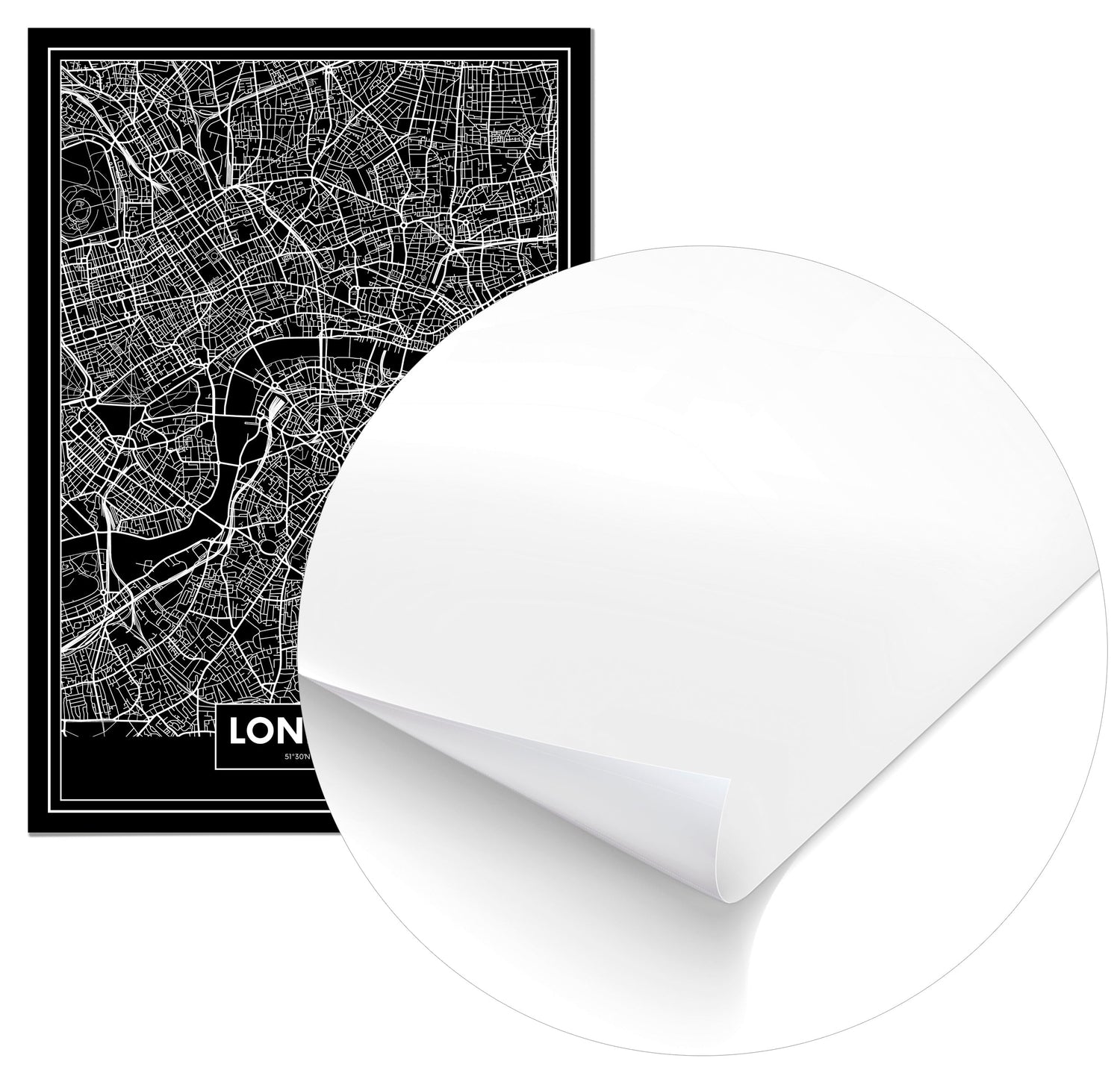 Cuadro Mapa Londres Color Negro Home & Living 
