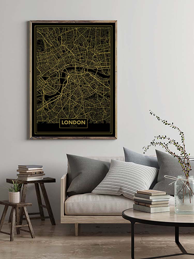 Cuadro Mapa Londres Color Oro Home & Living 