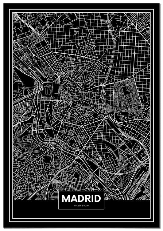 Cuadro Mapa Madrid Color Negro Home & Living 