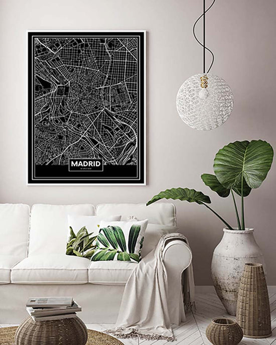 Cuadro Mapa Madrid Color Negro Home & Living 