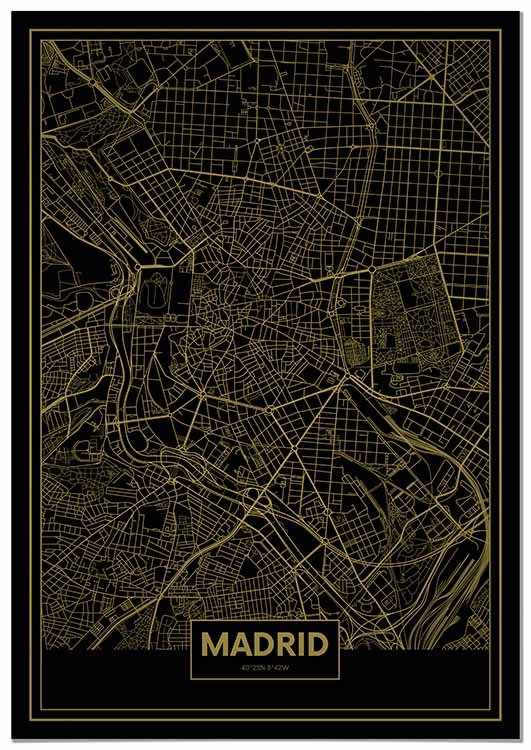 Cuadro Mapa Madrid Color Oro Home & Living 