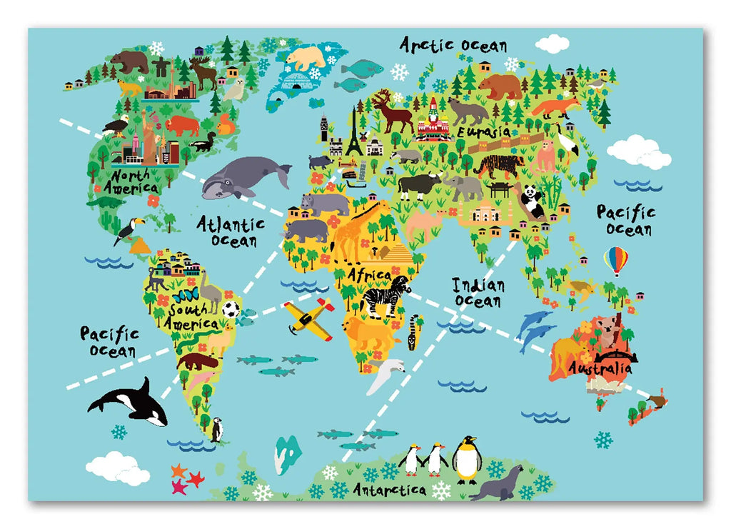Cuadro Mapa Mundi Animales freeshipping - Home and Living
