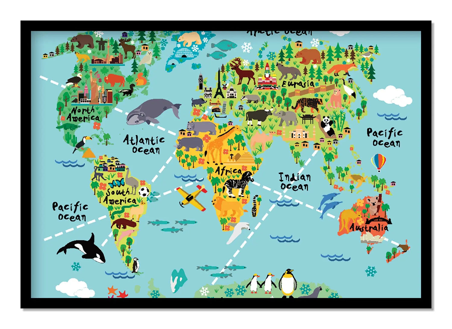 Cuadro Mapa Mundi Animales