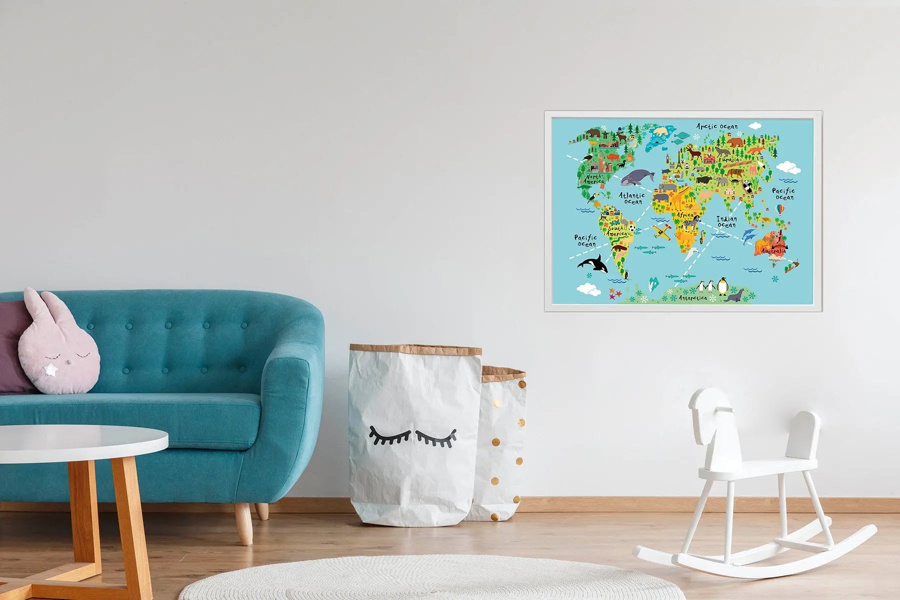 Cuadro Mapa Mundi Animales freeshipping - Home and Living