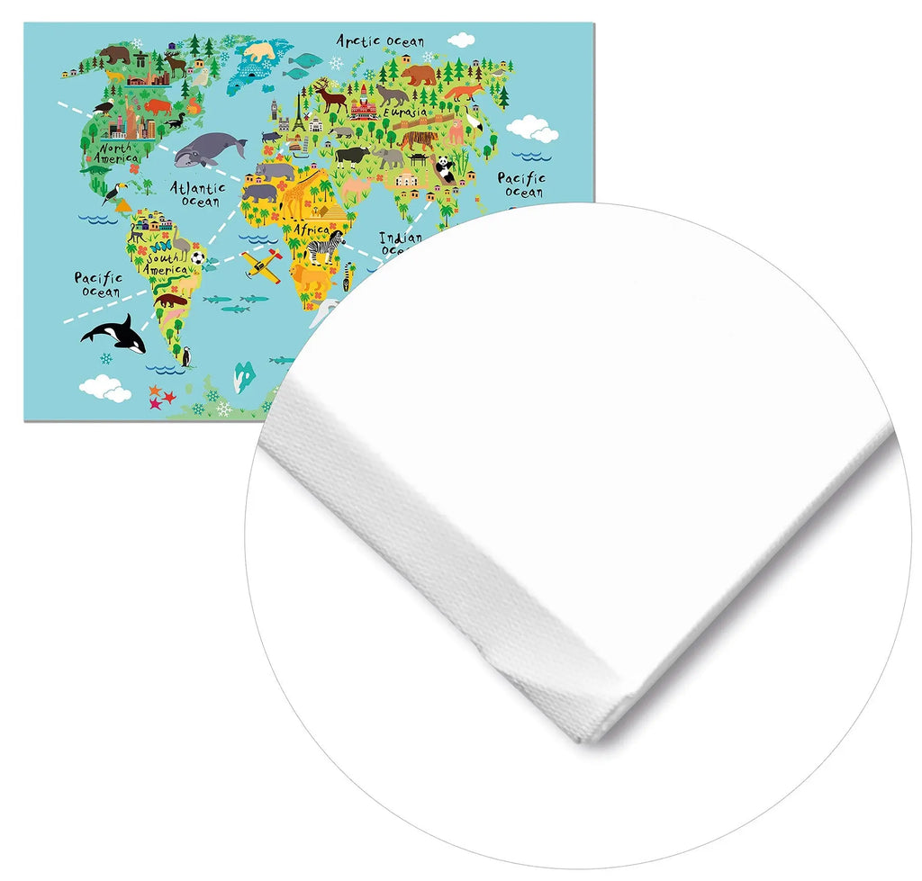 Cuadro Mapa Mundi Animales Home & Living Lienzo70x100cm