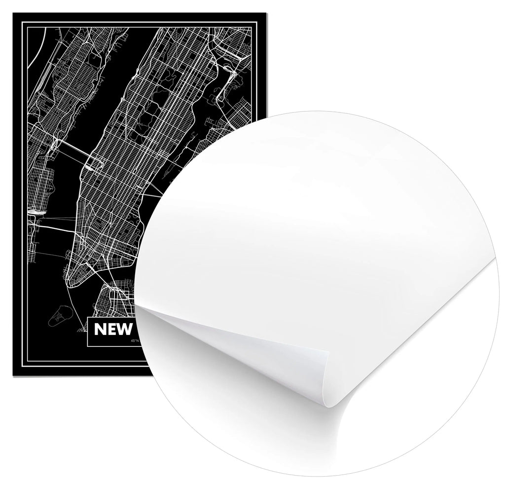Cuadro Mapa Nueva York Color Negro Home & Living 