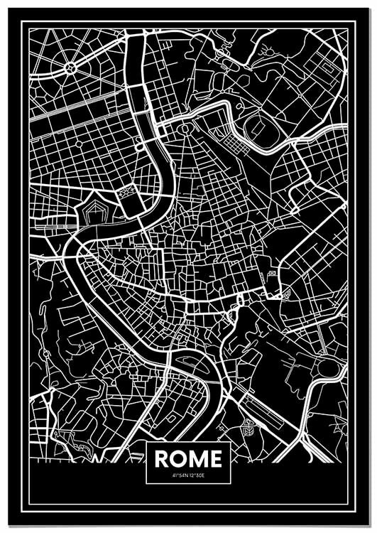 Cuadro Mapa Roma Color Negro Home & Living 