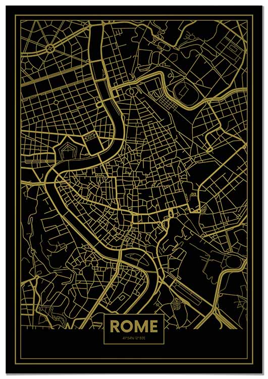 Cuadro Mapa Roma Color Oro Home & Living 
