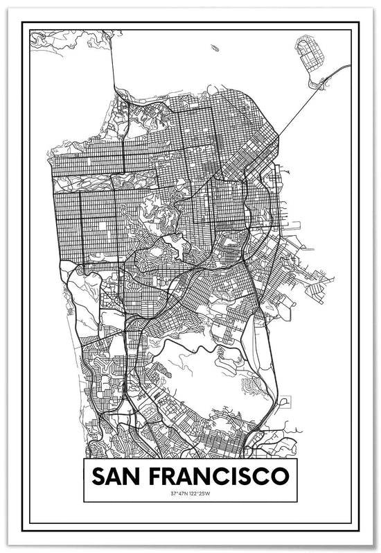 Cuadro Mapa San Francisco freeshipping - Home and Living