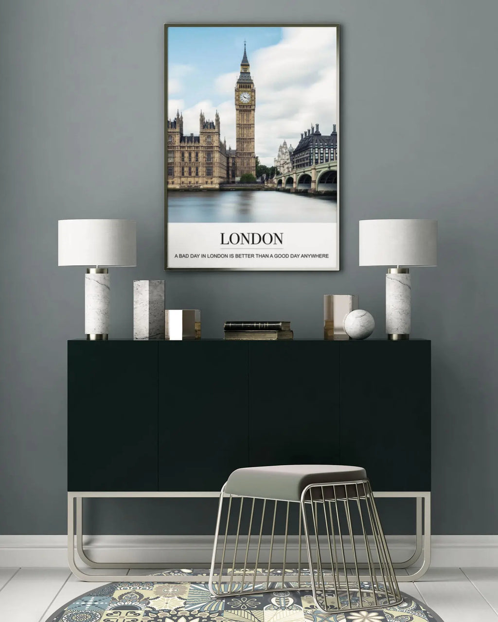 Panorama Alfombra Vinílica Redonda - Modelo Azul Hidráulico Redonda  - Varias Medidas Disponibles - Tapete de Cocina, Baño, Habitación, Salón, Pasillo o Exterior - Decoración Hogar Home & Living