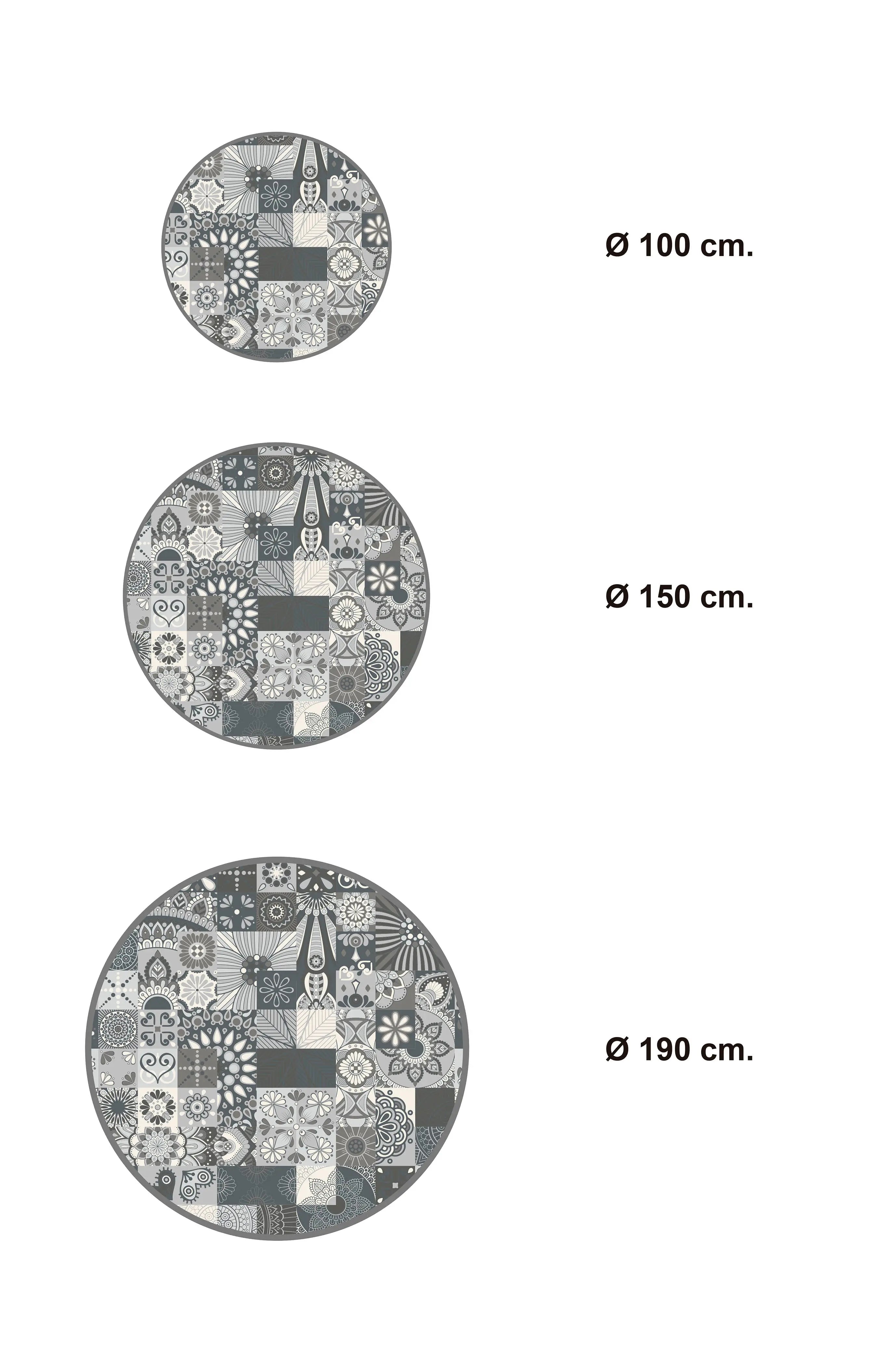 Panorama Alfombra Vinílica Redonda - Modelo Gris Hidráulico Redonda  - Varias Medidas Disponibles - Tapete de Cocina, Baño, Habitación, Salón, Pasillo o Exterior - Decoración Hogar Home & Living