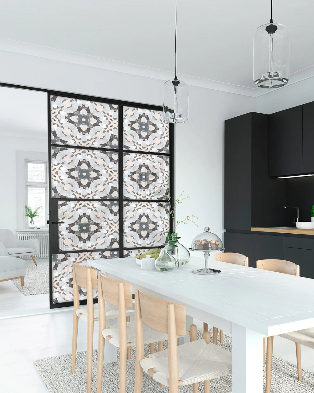 Vinilo para Ventanas Baldosa Modelo Oriental Gris freeshipping - Home and Living