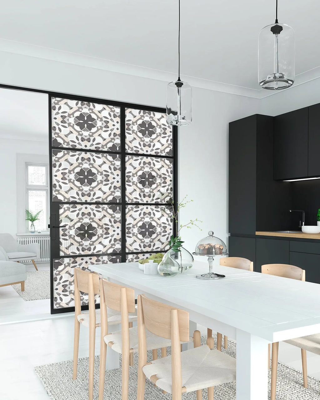 Vinilo para Ventanas Hidráulico Oriental Mosaico Gris freeshipping - Home and Living