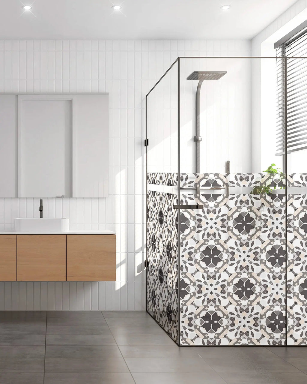 Vinilo para Ventanas Hidráulico Oriental Mosaico Gris freeshipping - Home and Living