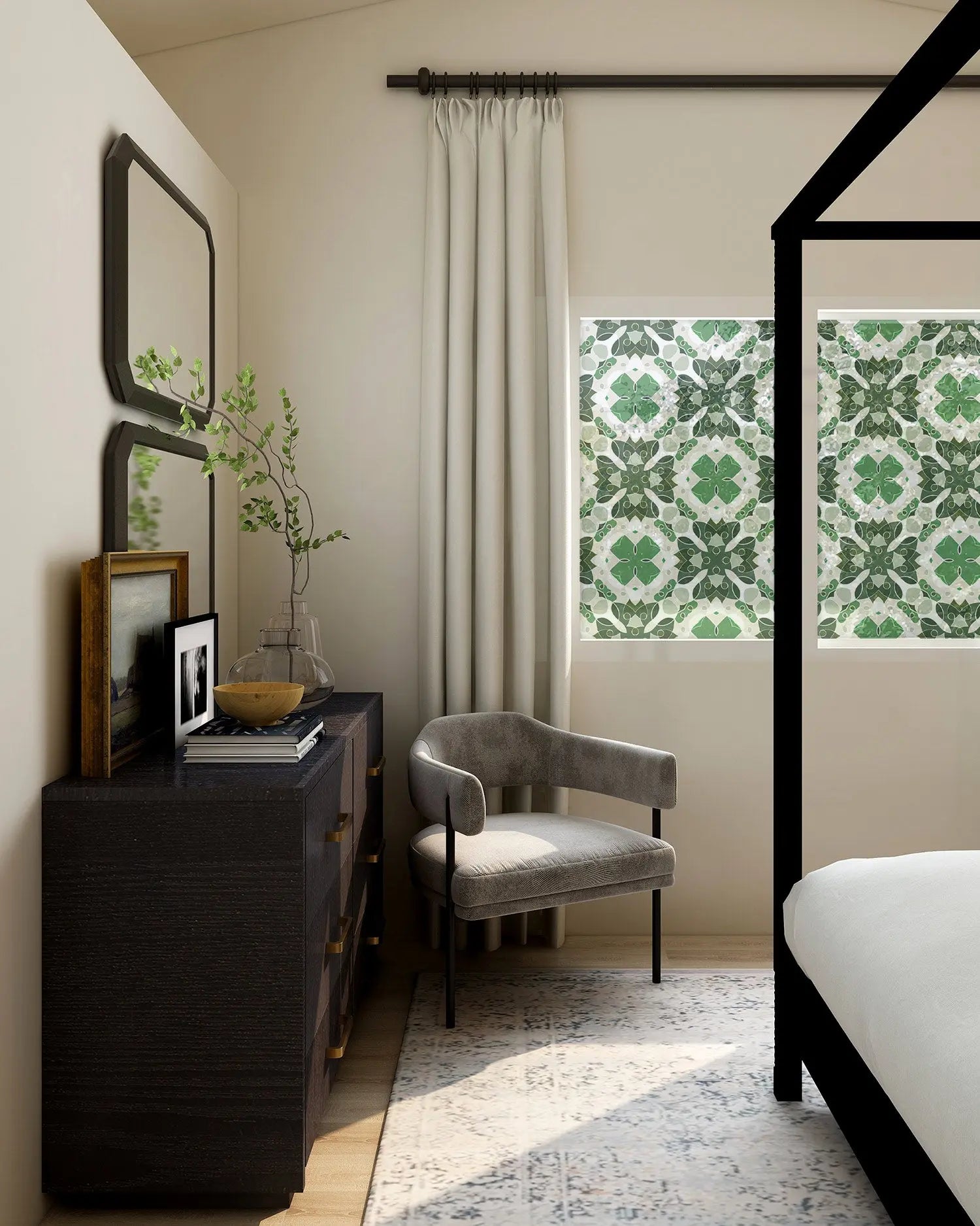 Vinilo para Ventanas Hidráulico Oriental Mosaico Verde freeshipping - Home and Living