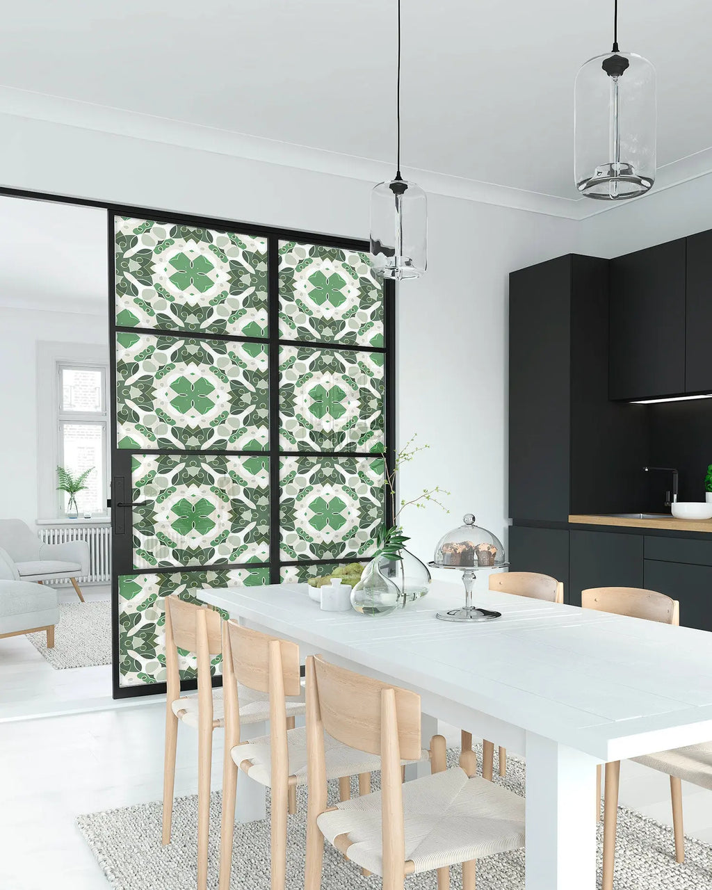 Vinilo para Ventanas Hidráulico Oriental Mosaico Verde freeshipping - Home and Living