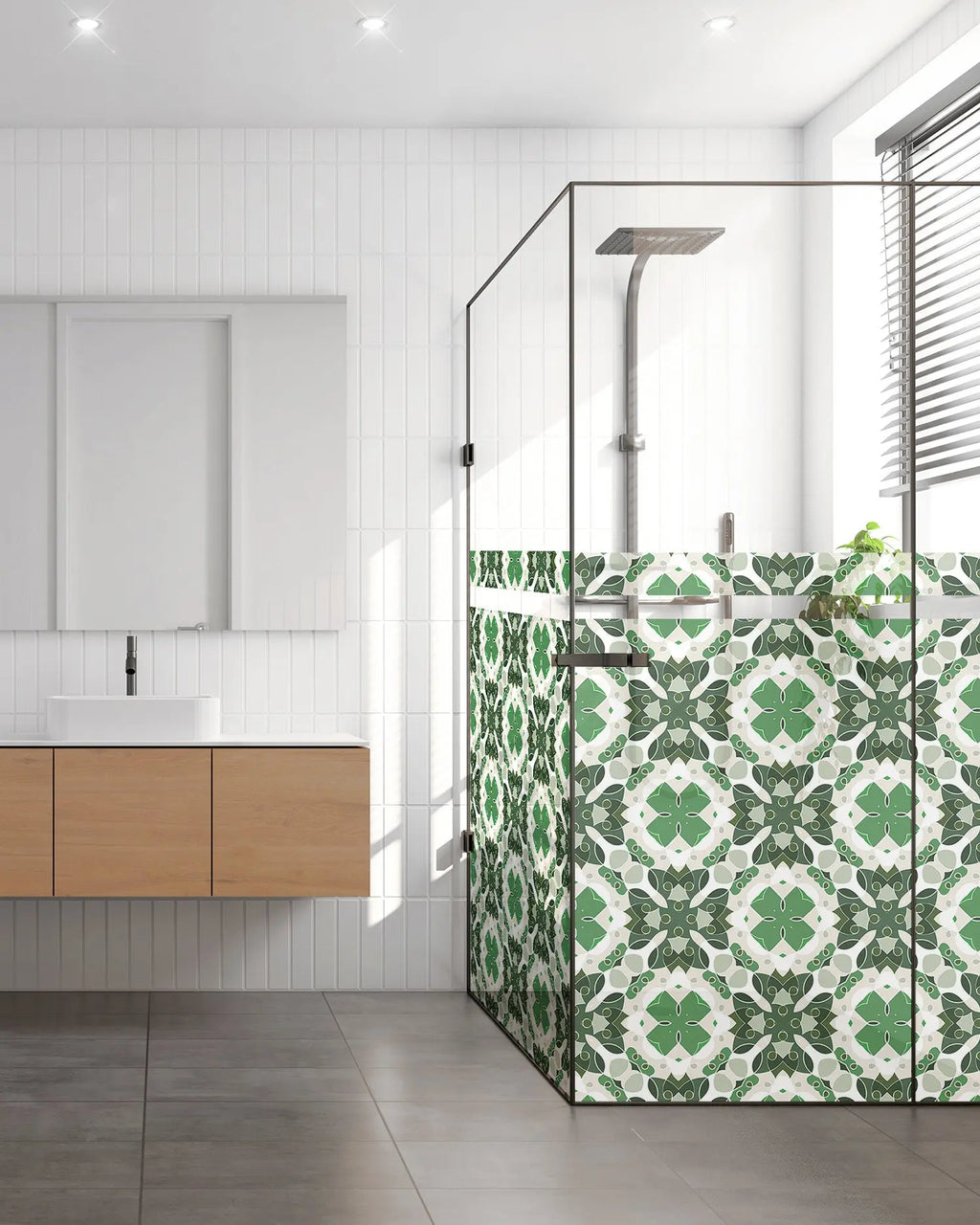 Vinilo para Ventanas Hidráulico Oriental Mosaico Verde freeshipping - Home and Living