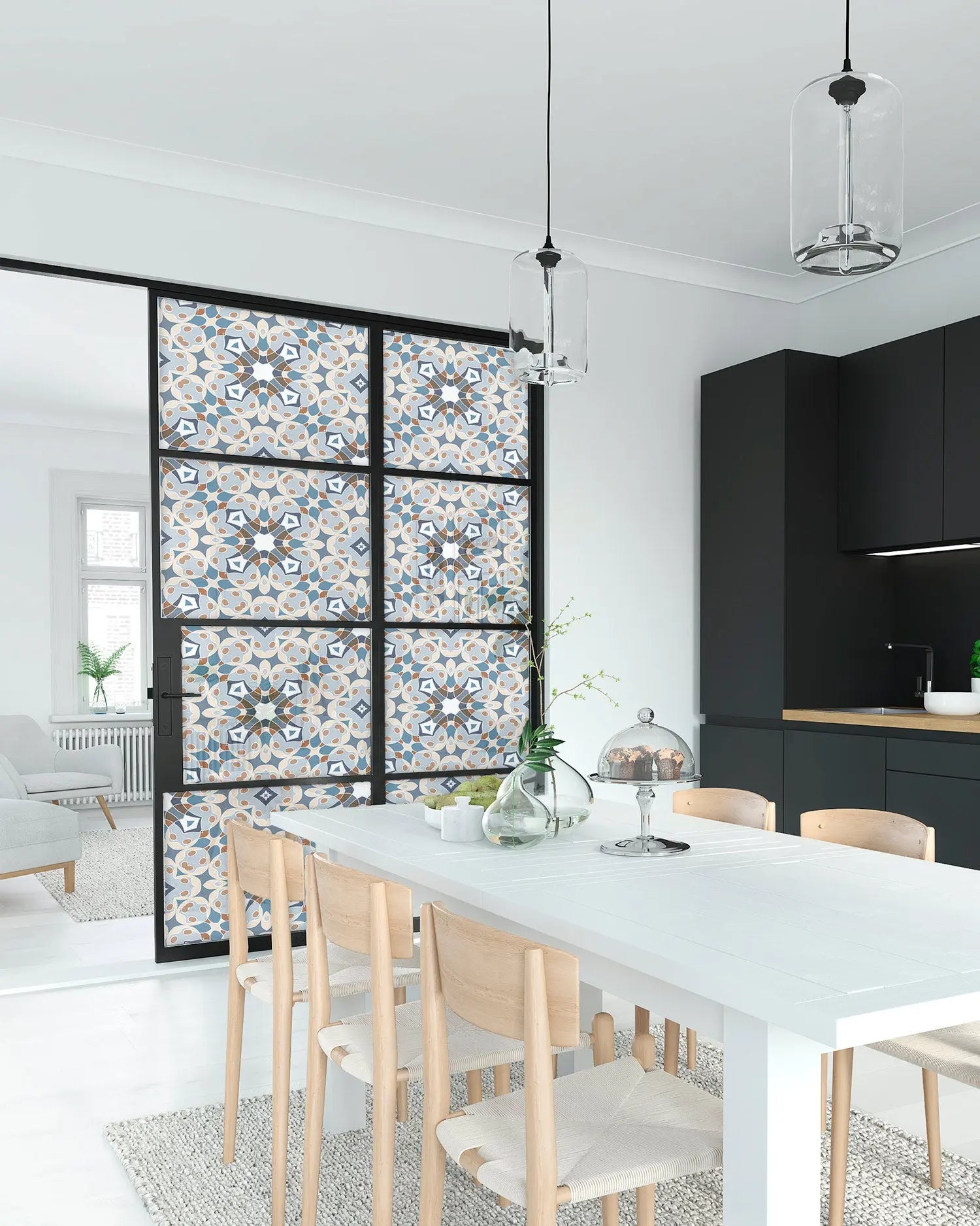 Vinilo para Ventanas Hidráulico Tipo Oriental Azul freeshipping - Home and Living