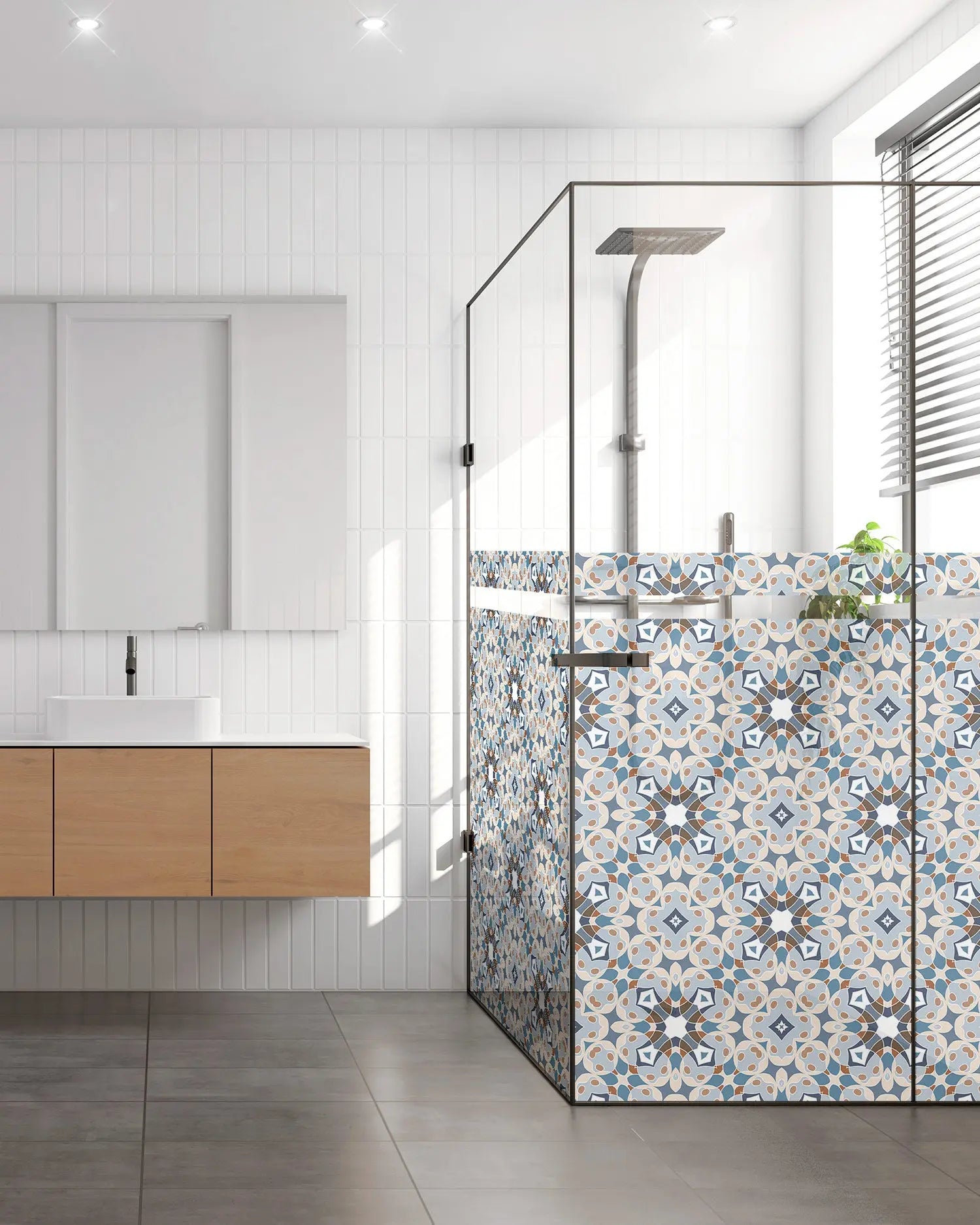 Vinilo para Ventanas Hidráulico Tipo Oriental Azul freeshipping - Home and Living