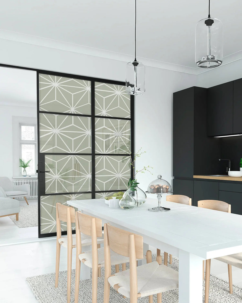 Vinilo para Ventanas Líneas Estrellas Verde freeshipping - Home and Living